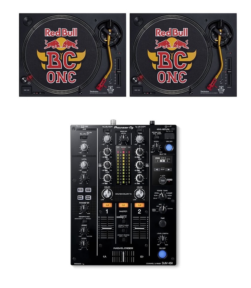 2 Technics SL1210 MK7 + Pioneer DJM450 Red Bull Edition 