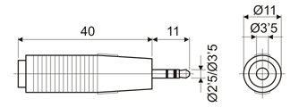 Adaptador estéreo 3.5 mm a hembra estéreo 2.5 mm. 