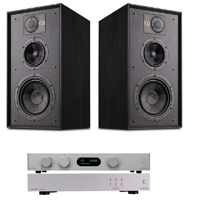 Audiolab 8300A + 6000N Play + Whafedale LINTON silver/negro 
