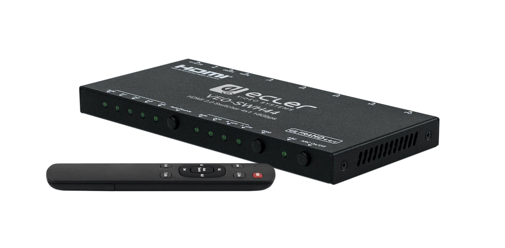 Selector 4x1 HDMI 2.0 con desembebedor de audio: Ecler VEO-SWH44 Selector 4x1 HDMI 2.0 con desembebedor de audio: Ecler VEO-SWH44