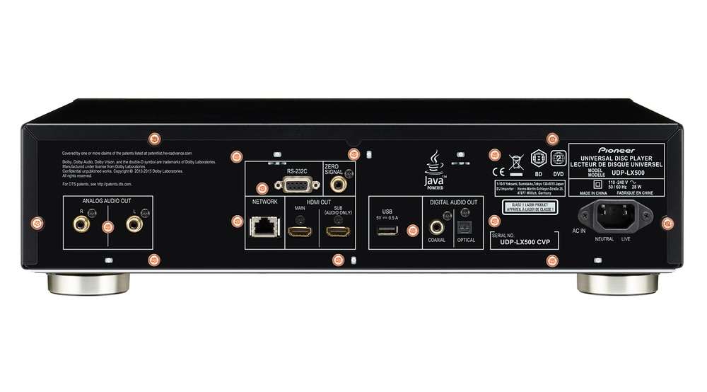 UDP-LX500 Parte trasera reproductor Pioneer UDP-LX500