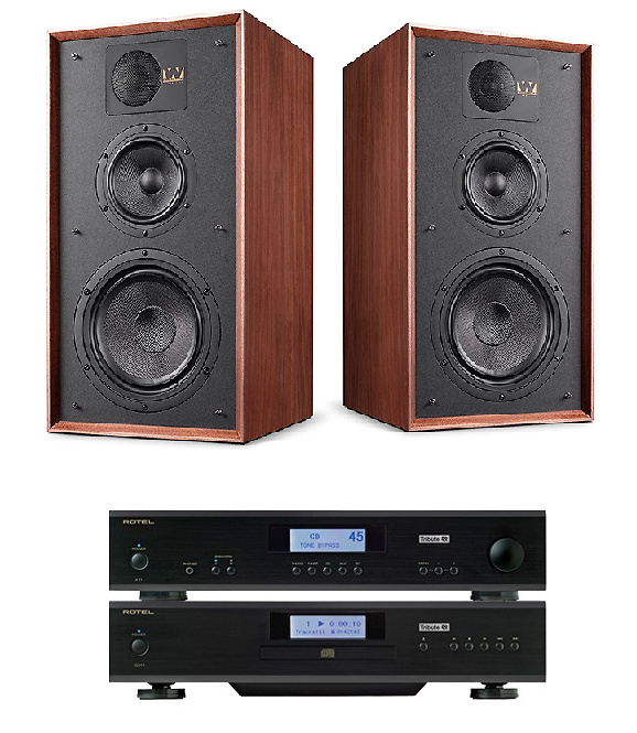 Rotel A11 Tribute + CD11 Tribute + Wharfedale Linton negro/nogal 