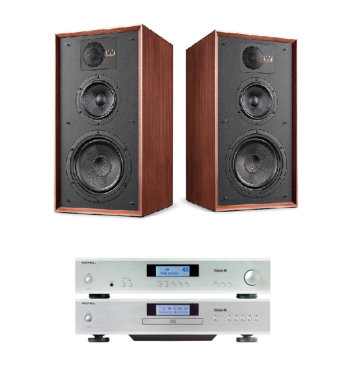 Rotel A11 Tribute + CD11 Tribute + Wharfedale Linton silver/nogal 