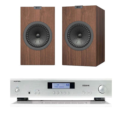 Rotel A11 Tribute + KEF Q350 silver/nogal 