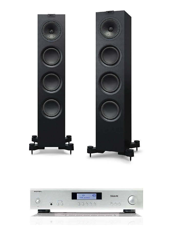 Rotel A11 Tribute + KEF Q750 silver/negro 
