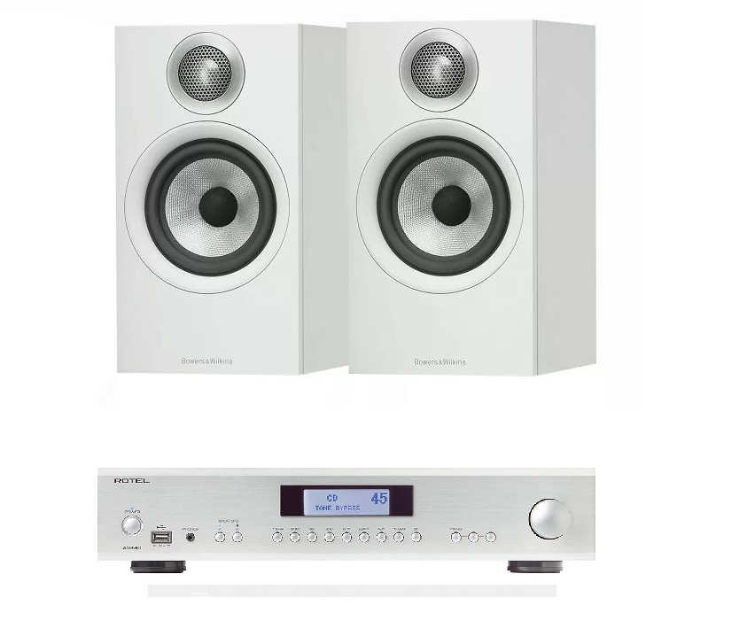 Rotel A12 MKII + BW 607 S3 silver/blanco 