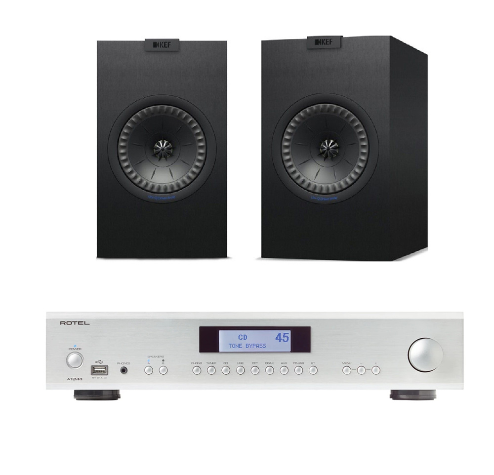 Rotel A12 MKII + KEF Q150 silver/negro 