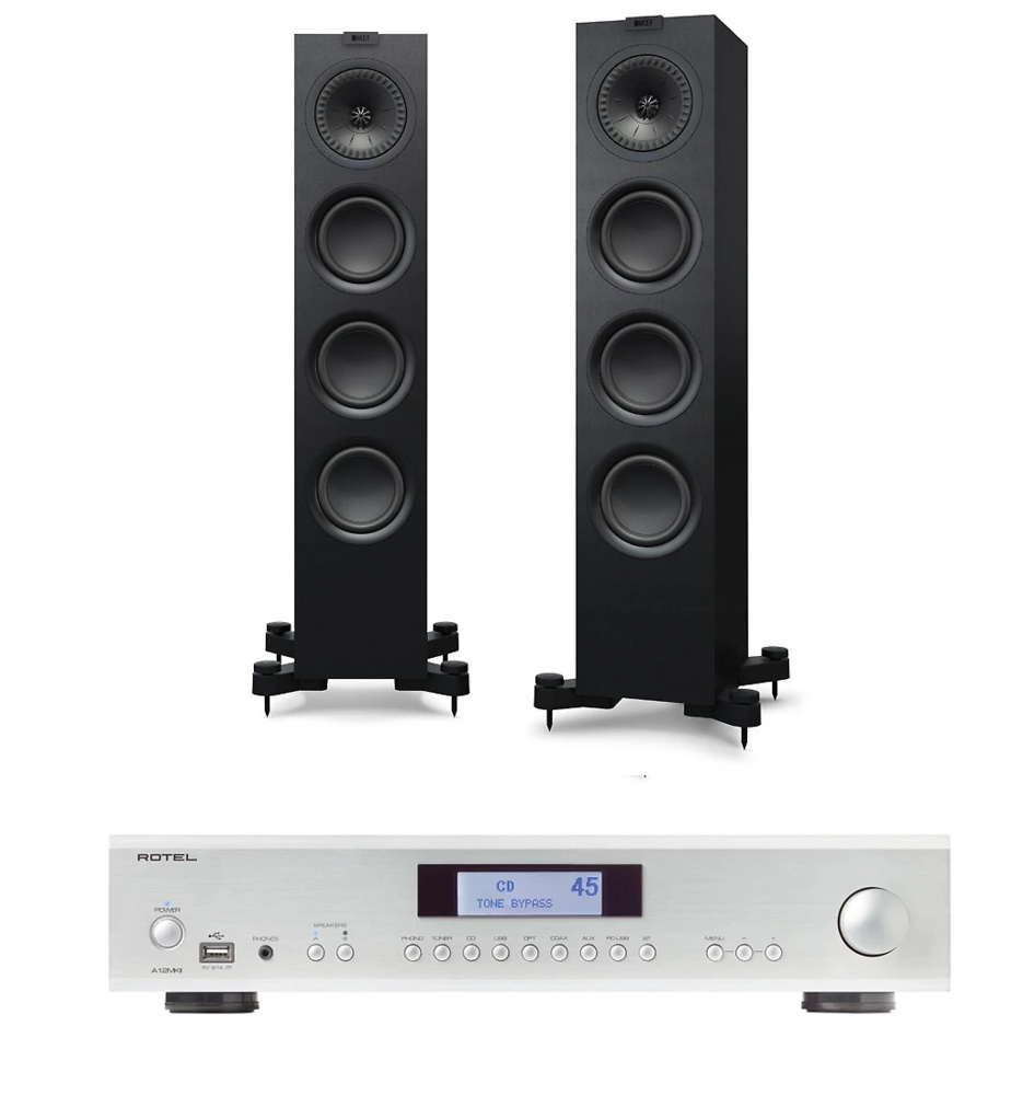 Rotel A12 MKII + KEF Q550 silver/negro 