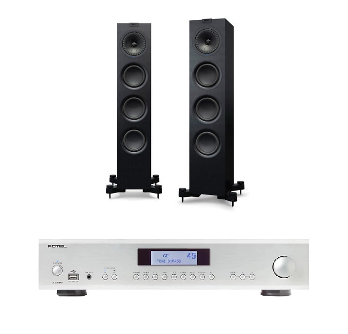 Rotel A12 MKII + KEF Q750 silver/negro 