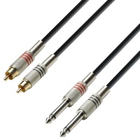 Cable de Audio de 2 RCA macho a 2 Jacks 6,3 mm mono 